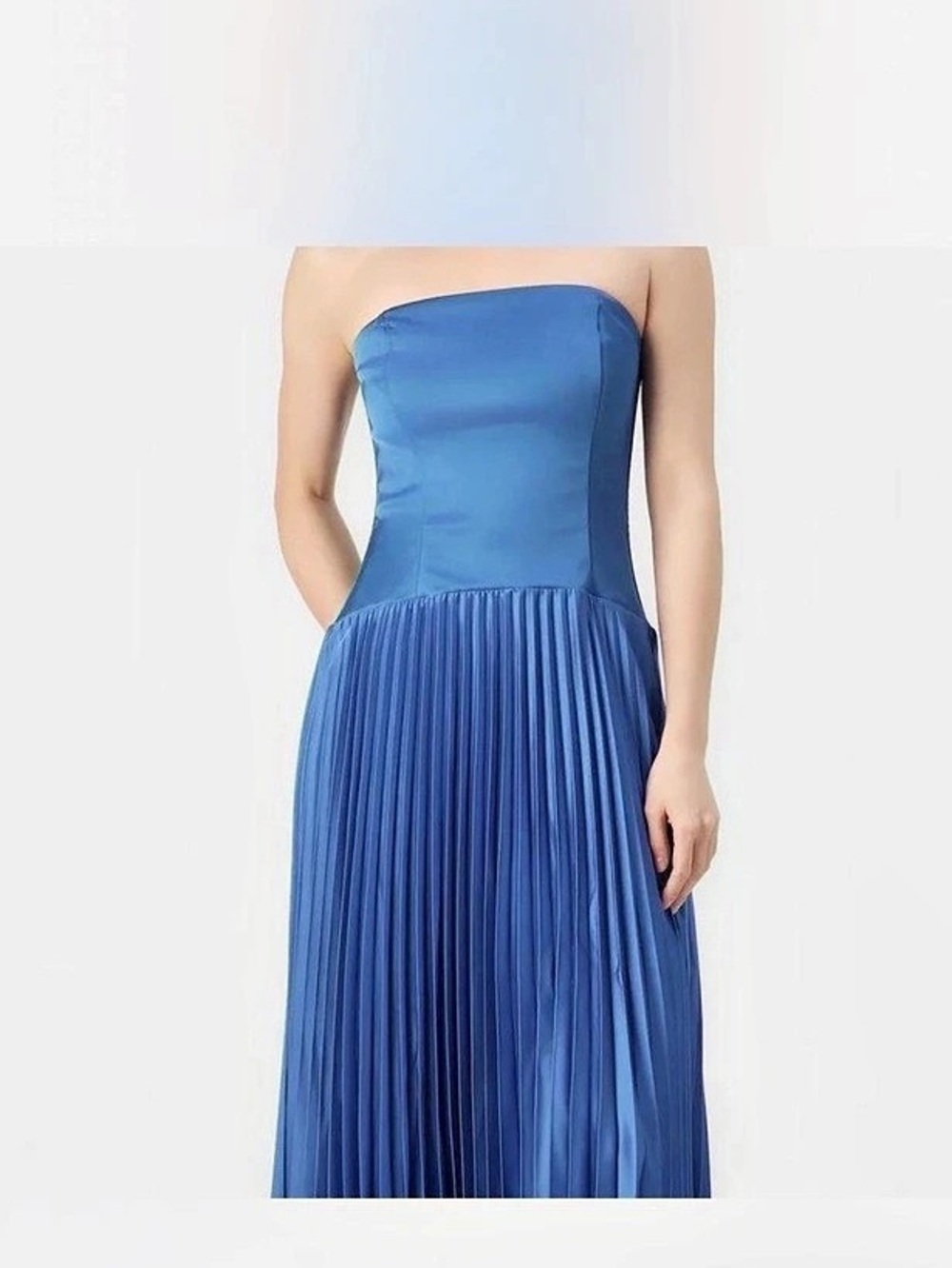 Abercrombie & Fitch Blue Strapless Pleated Maxi Dress Size Large